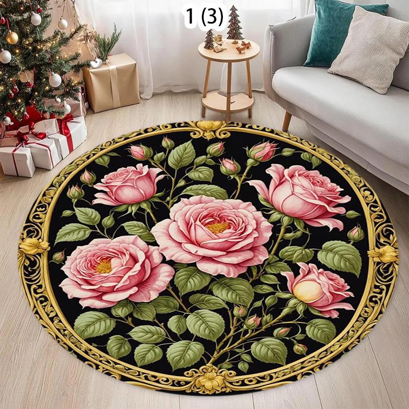 

Ocean Underwater World Round Rug Colorful Tropical Fishes Coral Carpet for Living Room Bedroom Home Decor Floor Mat 80cm