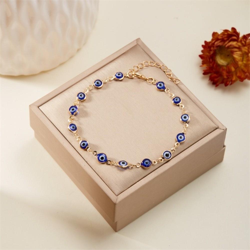 Stainless Steel Blue Eye Necklace Minimalist Clavicle Chain Fashion Colorful Anklet  Daily Wear