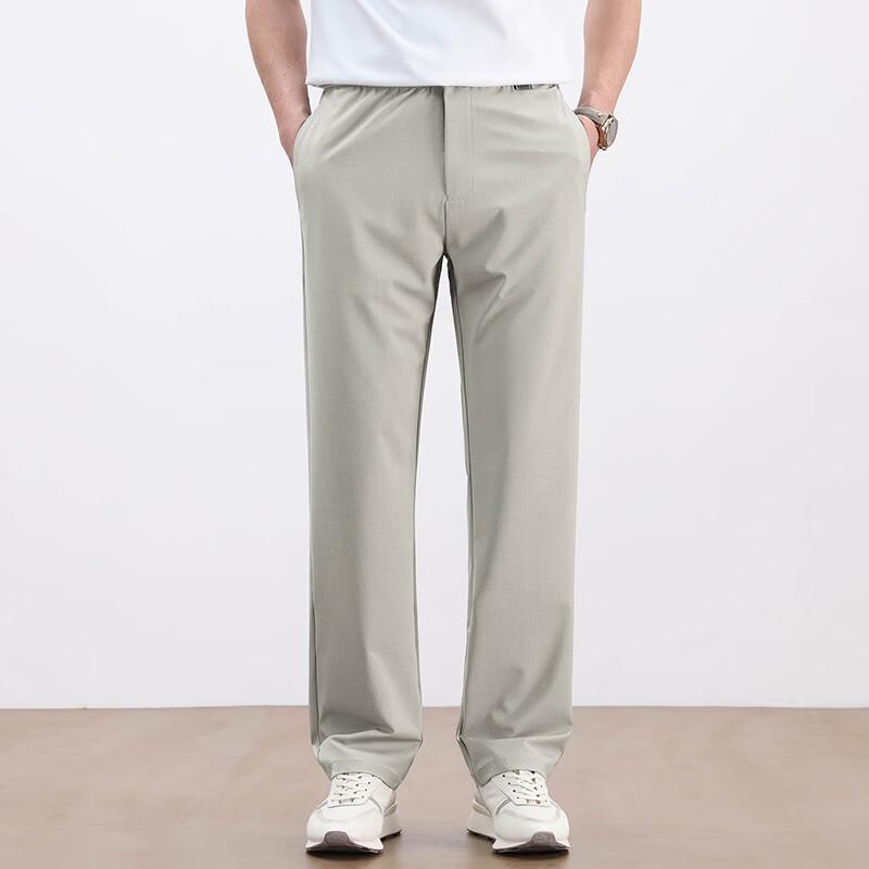 Fengxun Men's Loose Straight Fit Linen Blend Trousers