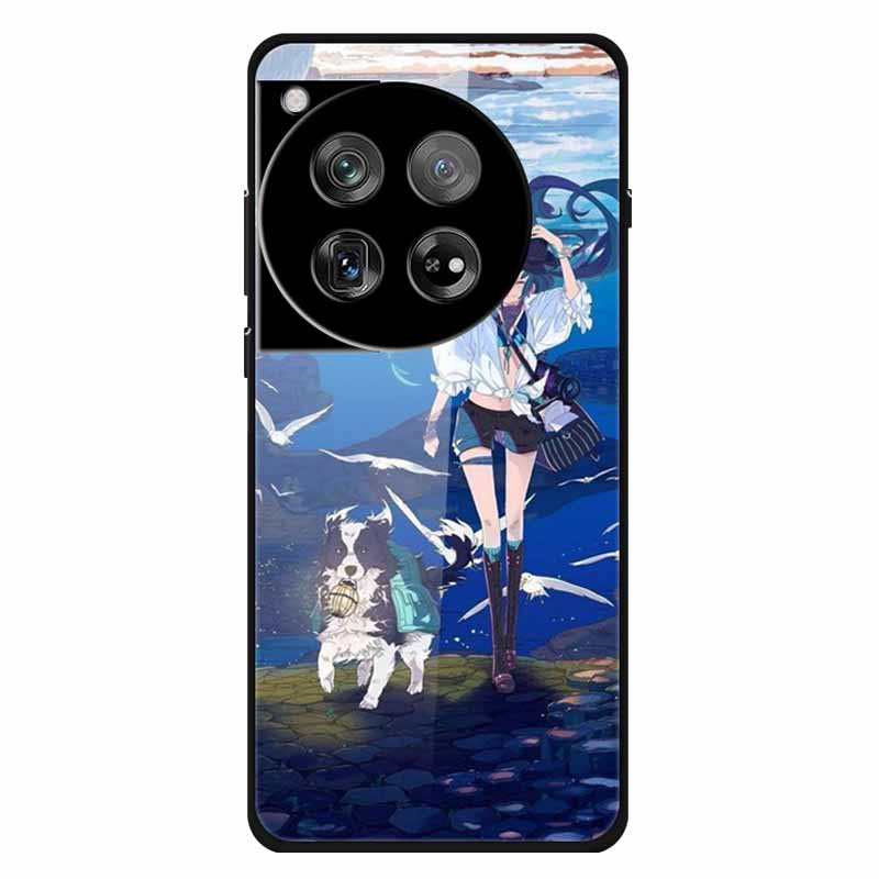 For Oneplus 12 12R Case Tempered Glass Luxury Hard Back Cover for Oneplus 12 12RCases Space Soft Bumpers for One Plus 12 5G Wolf