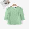 ZANZEA Womens Casual Hollow Lace Patchwork Summer 3/4 Sleeve Blouse
