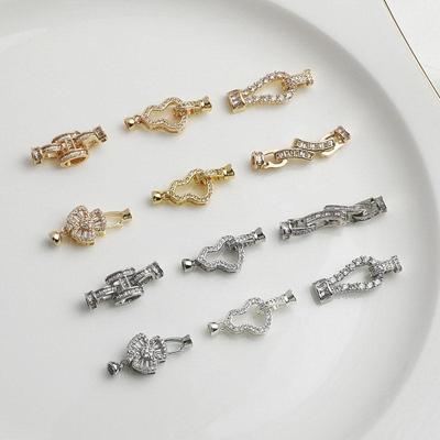 14K Gold Plated Zircon Gourd Clasp Square Fan Letter Pearl Bracelet Accessory