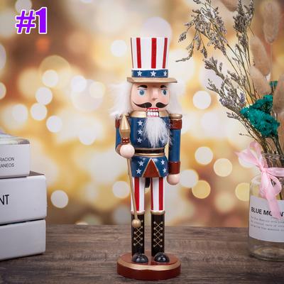 Traditional Soldier Nutcracker Collectible Wooden Christmas Nutcracker Wooden Nutcracker Rocking Horse Puppet Soldier Wooden Crafts Ornaments Nutcracker Decoration 36CM Festive Holiday Decor