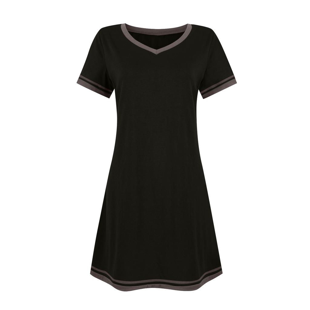 Damen Rundhalsausschnitt Lockere Colorblock-Ärmel Hals Lässige Kurzarmkleider