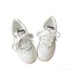 Retro Thick Soled White Shoes for Women's Spring Summer New Round Toe Casual Lace Up Simple Comfortable Women's Board Shoes