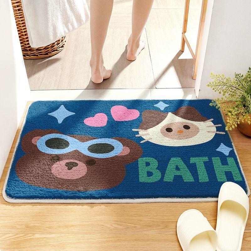 Bathroom Absorbent Floor Mat Household Cartoon Imitation Cashmere Non-slip Mat Toilet Toilet Door Carpet Dirt-resistant Foot Mat