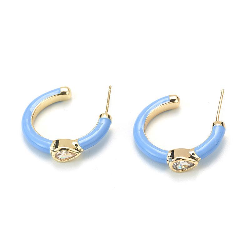 

New simple candy color ear buckle dripping oil niche light luxury round earrings women s design micro zircon