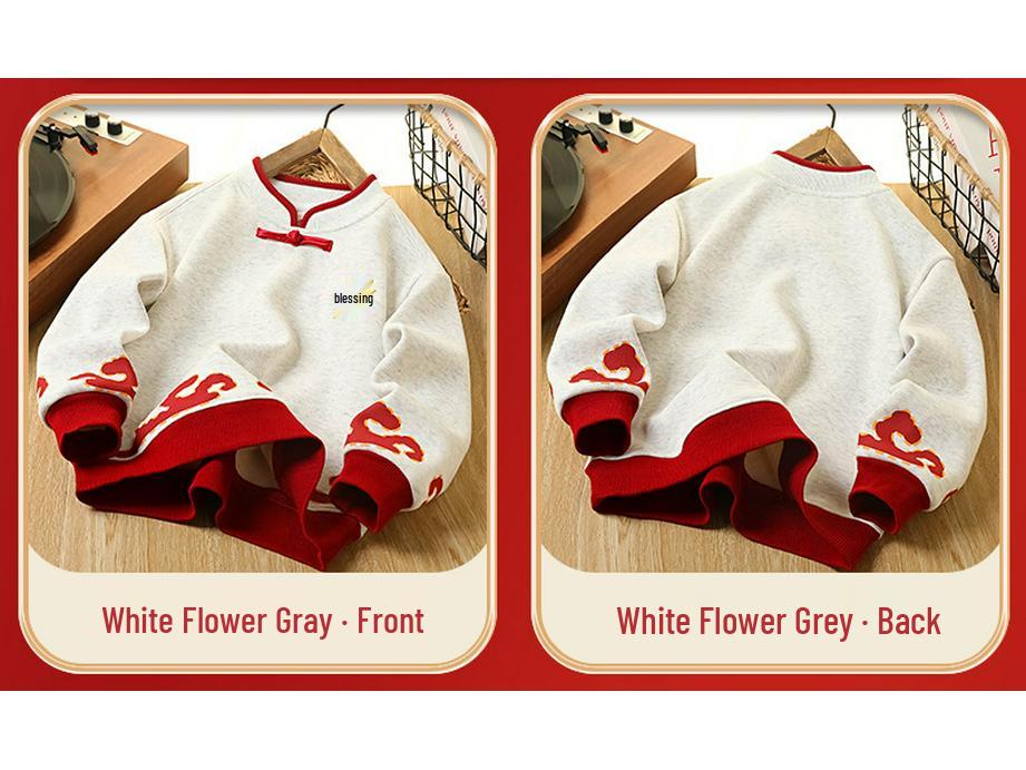 Kinderen Jaar van het Paard Fleece-Gevoerd Winter Sweatshirt - Feestelijke Warme Top voor Ouders en Kinderen voor Jongens