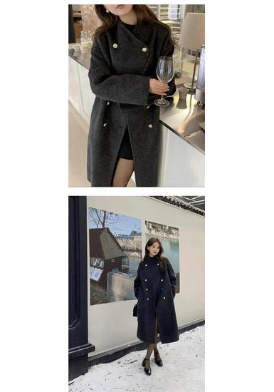 Women's Mid-Length Gray Wool Coat - Double-Sided, High-End Feel for Autumn/Winter 2025.