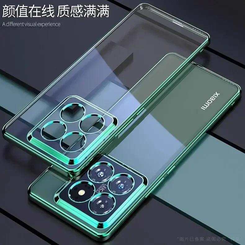 For Xiaomi 14T Pro 15T 17T Pro O X7Pro Soft Silicone Transparent Shockproof Case For Xiaomi 13T Electroplated Frame TPU Cover