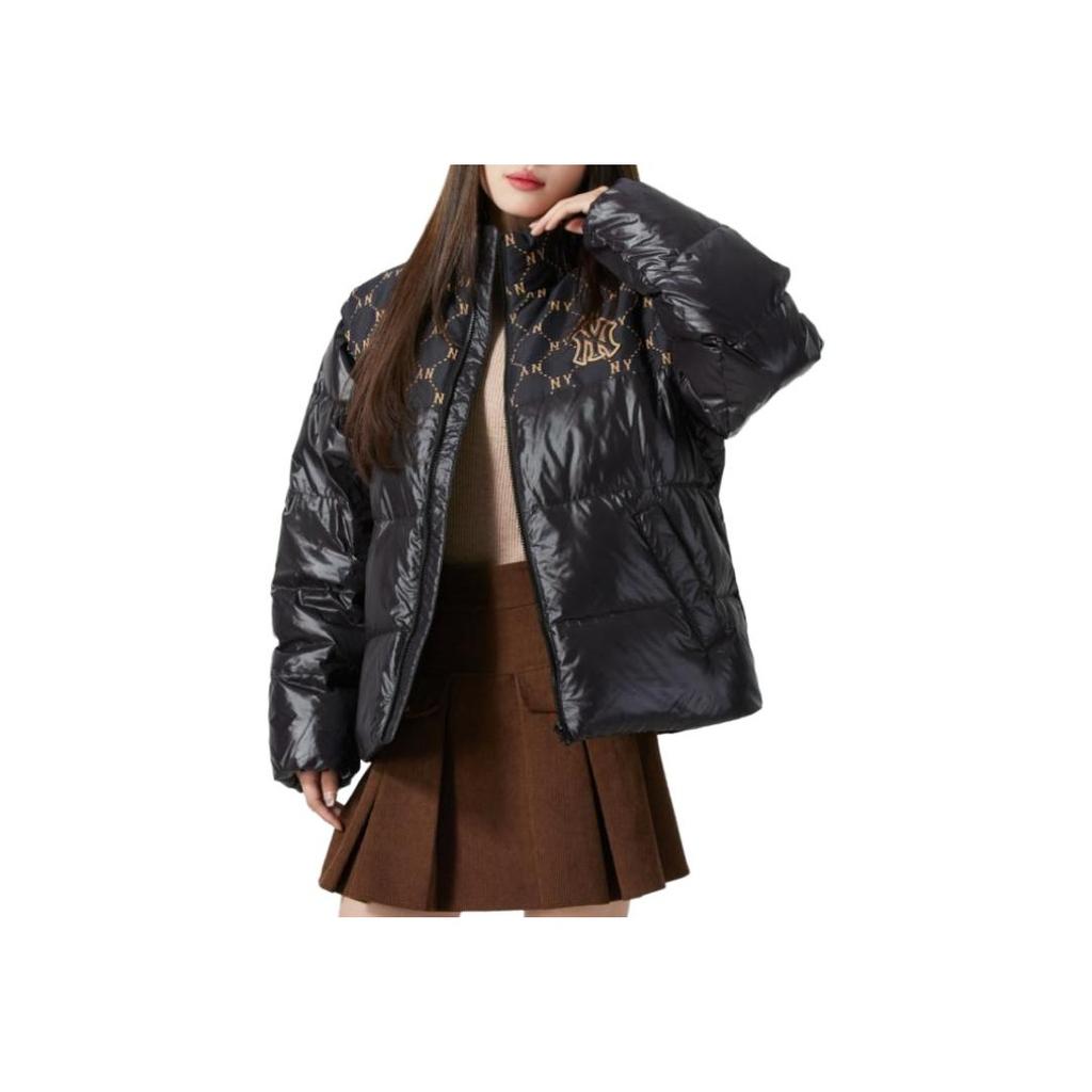 MLB Sports Lifestyle Series Full Print Letter Fashion Stand Collar Zipper Down Jacket Unisex outerwear Black 3ADJM3046-50BKS