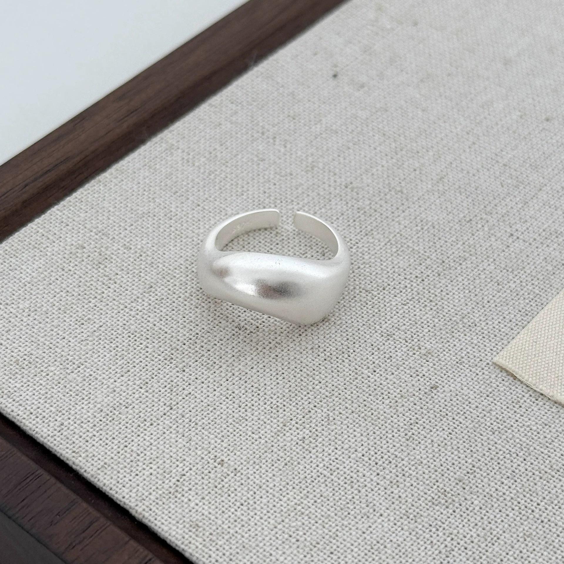 Trendy Geometric Irregular Frosted Matte Open Wave Ring for Women Adjustable Open