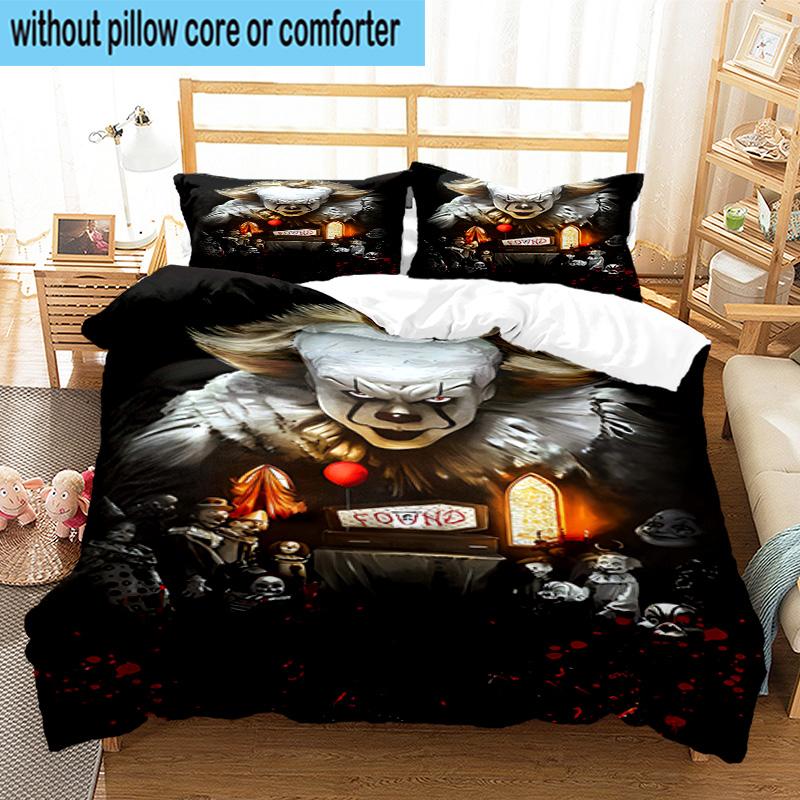 1PC Scary Clown Horror 3pcs Bedding,Including 1pc Duvet Cover And 2pcs Pillowcases Perfect for Christmas,Ideal for Bedroom, Dormitory
