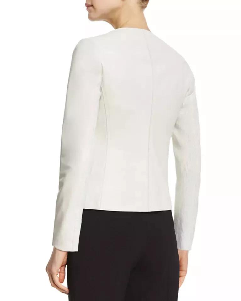 Bikerová pravá měkká nová dámská bílá kožená bunda 100% pravá jehněčí kůže motocyklová