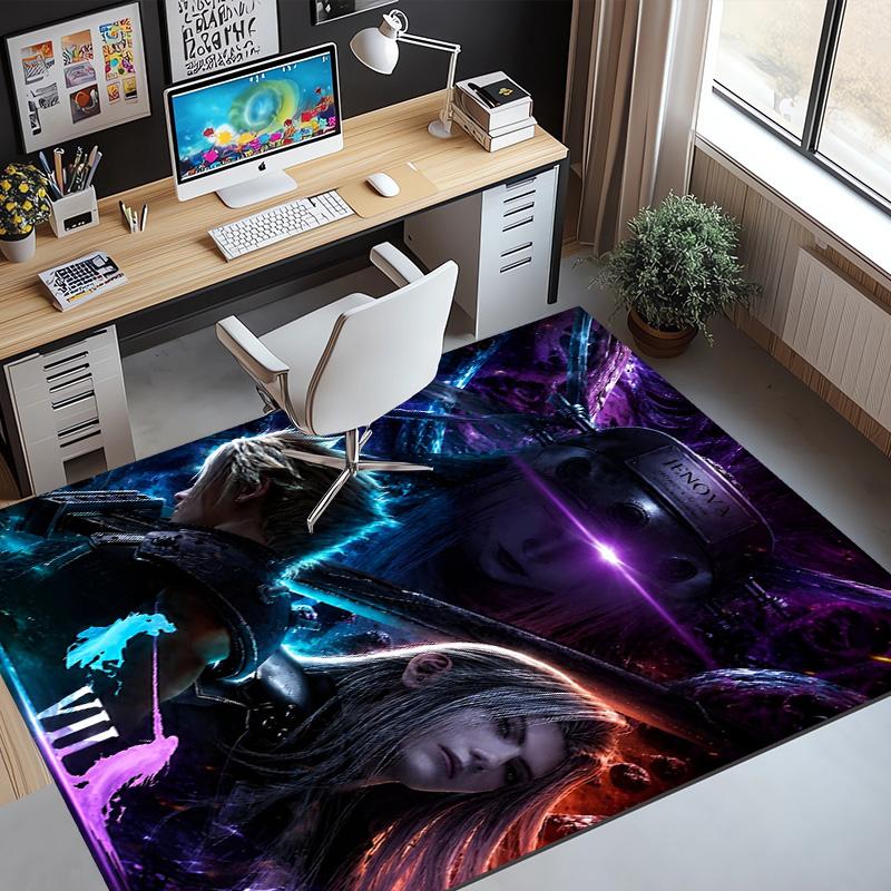 Final Fantasy Pattern Rug, Indoor/Outdoor Mat, for Picnic, Gameroom, Bedroom, Office, Living Room, Home Decor Carpet, Birthday Gift