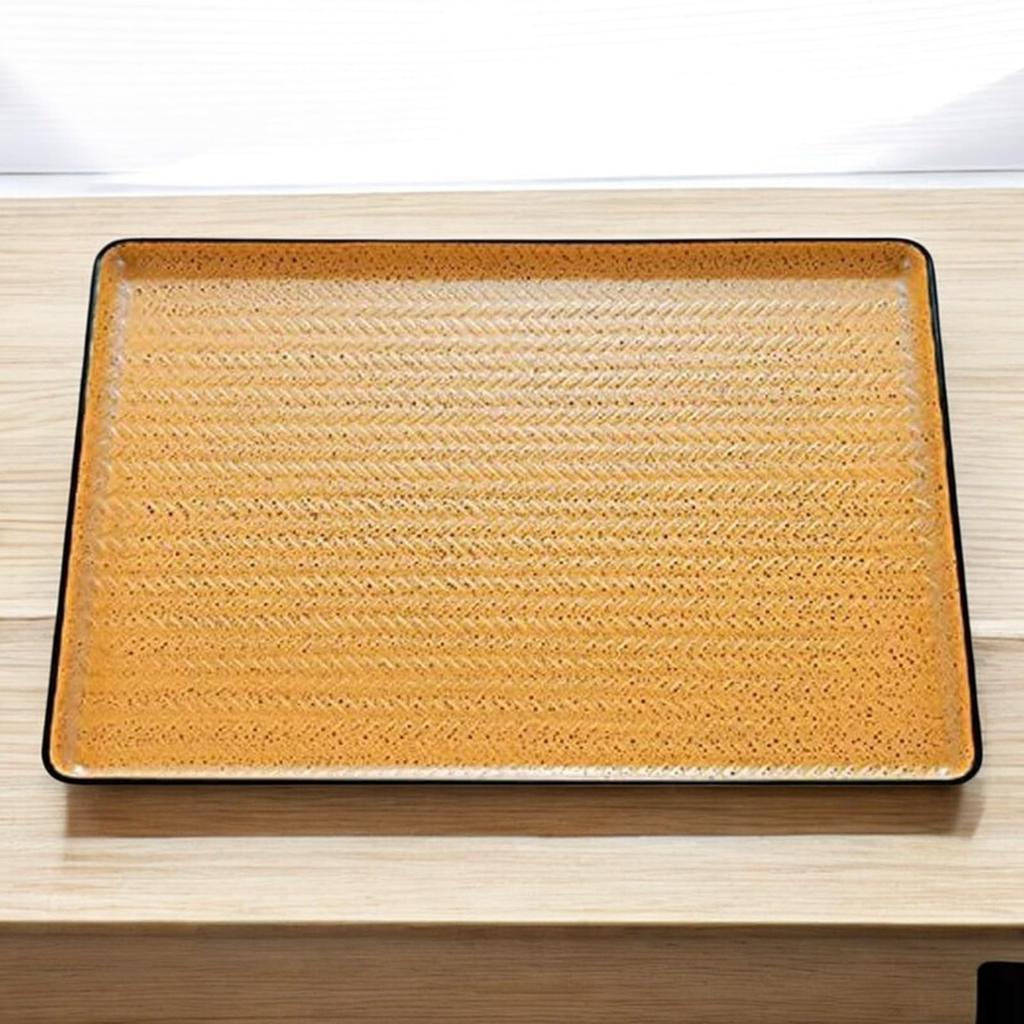 42cm Long Bamboo Tray Made of Sesame Lacquerware Made In Japan J-kitchens (Tray) Bamboo, Non-Slip, (ABS Resin),
