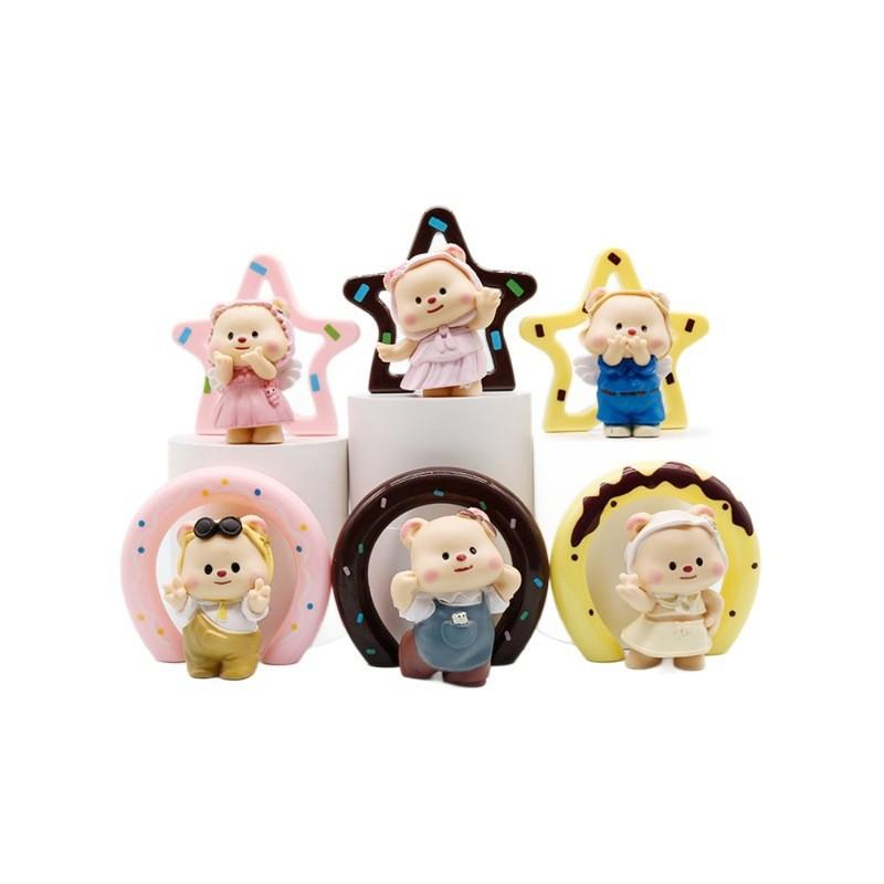 Star Butter Bear Pvc Handheld Toys Model Set For Car And Home Decoration Office