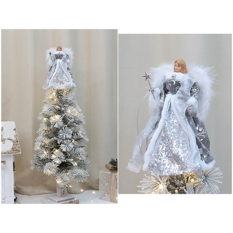 Weihnachtsbaum Dekoration Zubehör Plüsch Flügel Engelbäume Spitze Stilvolles Feiertagsaccessoire Festliche Ornament Dekorationen