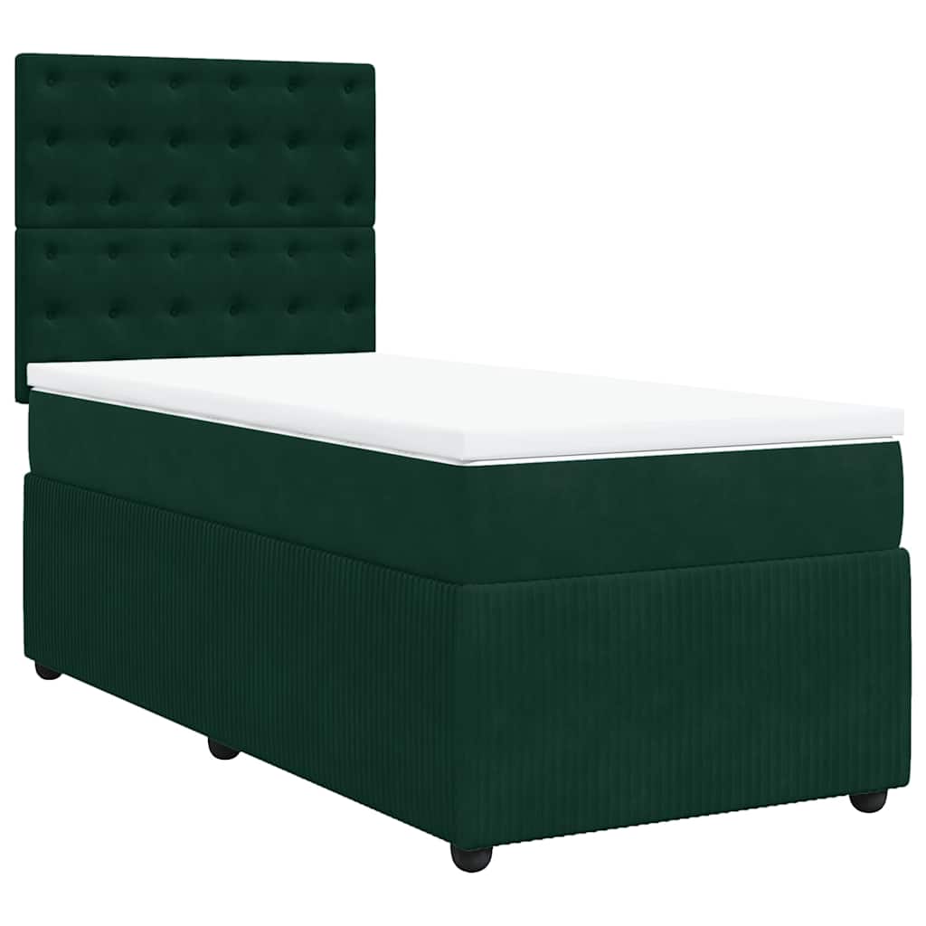 Box Spring Bed with Mattress Dark Green 80 x 200 cm Velvet