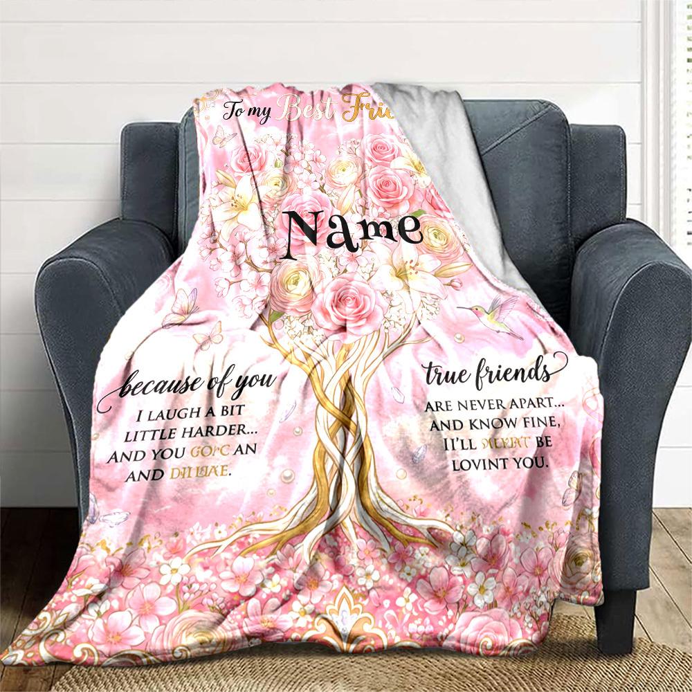 Friendship Endures Distance Blanket Personalized Name Soft Warm And Versatile For Sofa Bed Office And Travel Machine Washable Comfortable In All