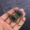 Natural Snowflake Obsidian Gemstone Copper Wire Wrap Jewelry Earring 3.35" y6s07