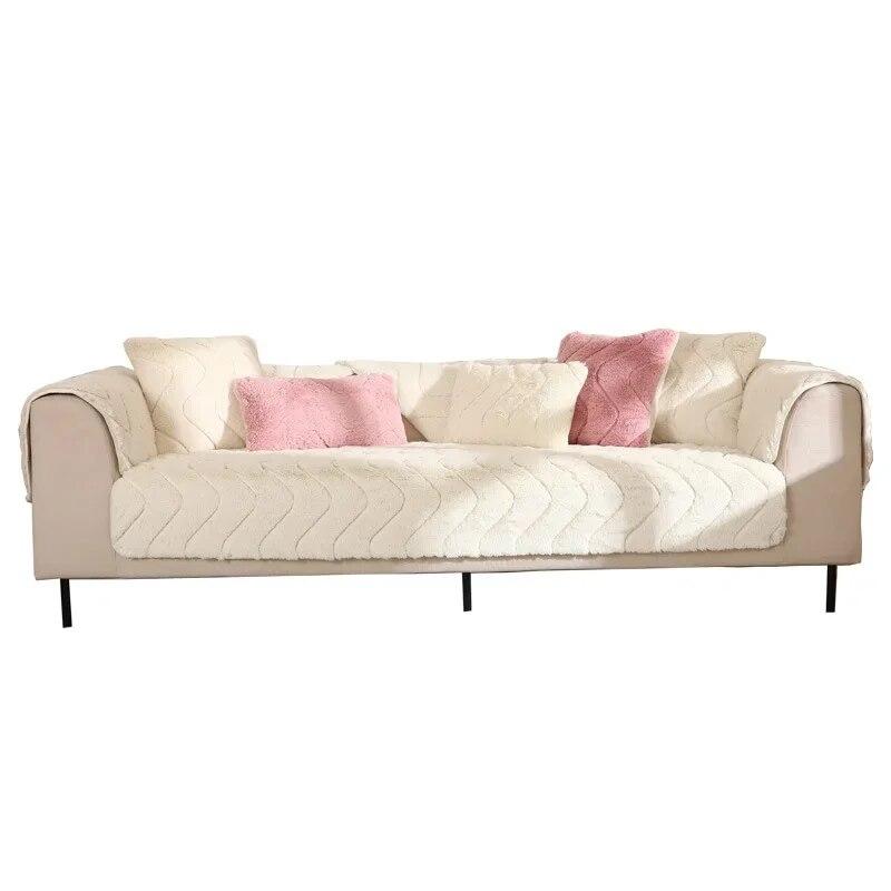 Rutschfeste, einfache, universelle Sofabezug-Kissen, Plüsch-Sofakissen, komplettes Set, Winter, verdickt