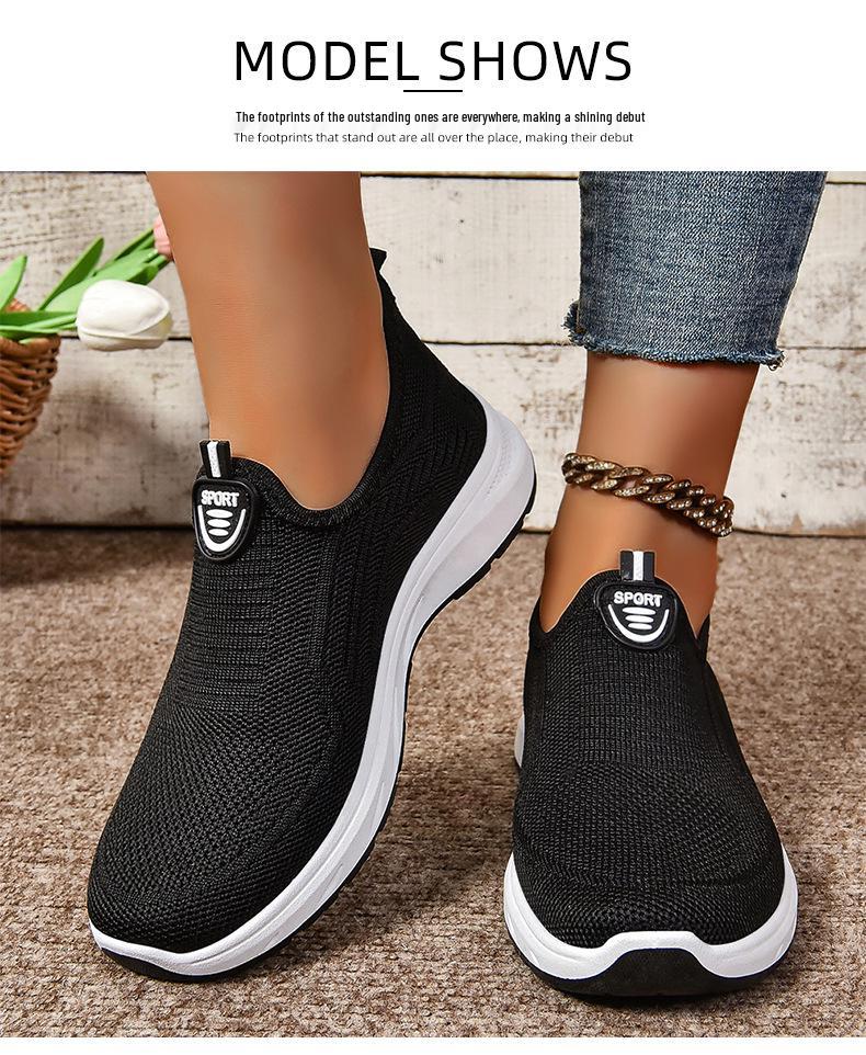 Women's Spring Breathable Plus Size Casual Lightweight Slip-on Loafers with Soft Sole