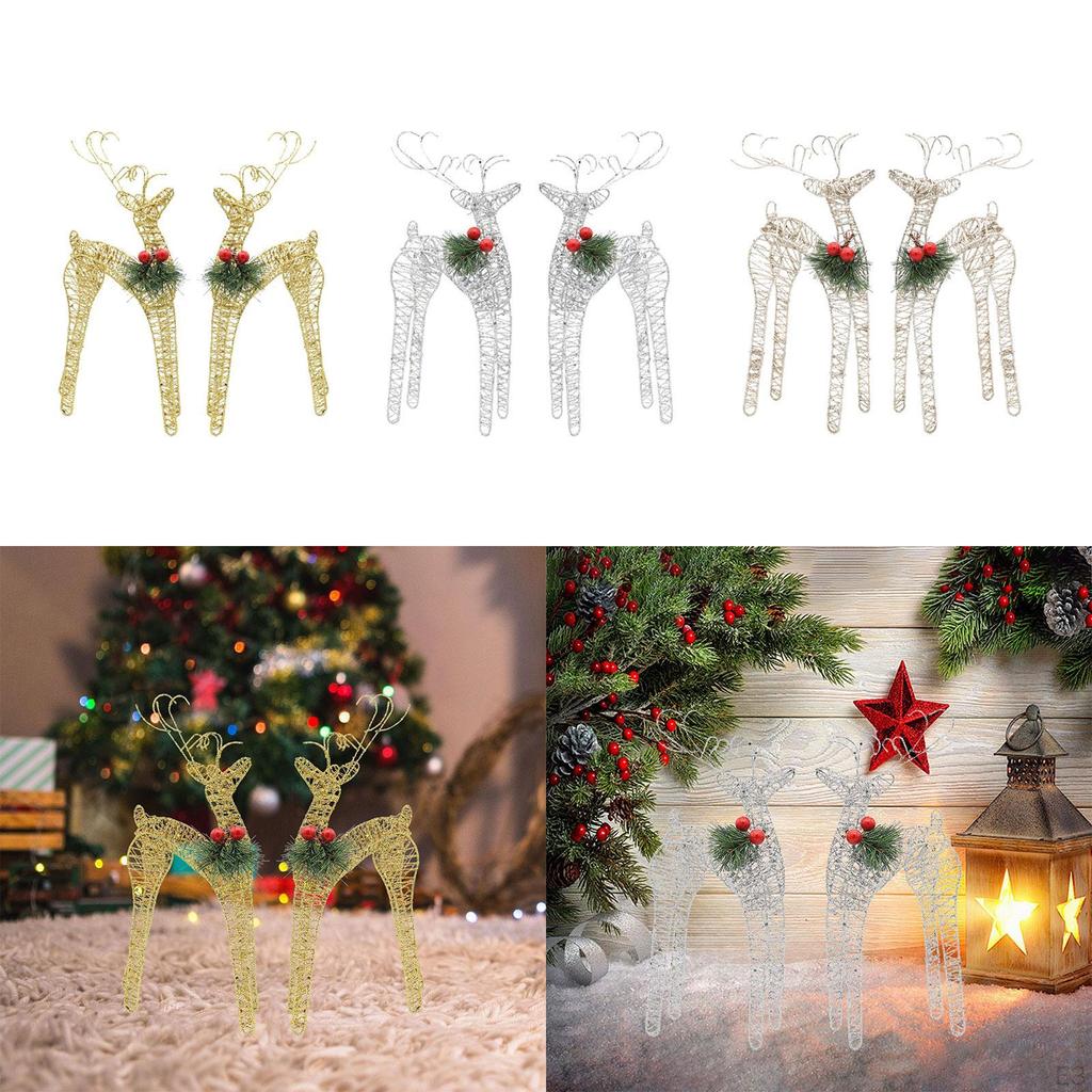 2Pcs Weihnachten Dekorationen Rentier Dekore Tabletop Dekorative Beleuchtete Deer Figuren Hof Ornament