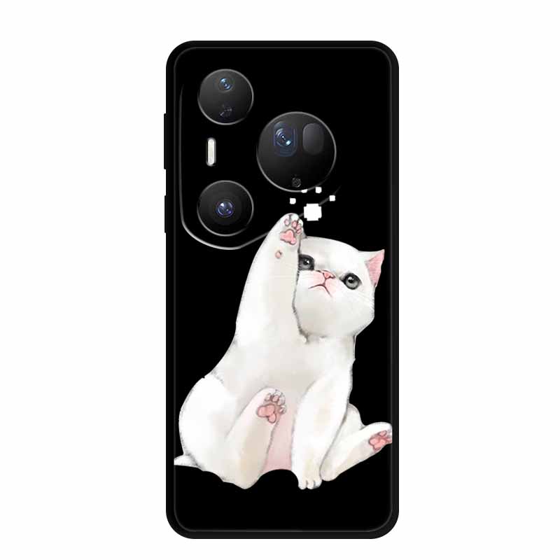 For Huawei Pura 80 Ultra 5G Case Coque Cartoon Cat Painted Black Silicone Soft Back Cover For Huawei Pura 80 Ultra Cases Shells