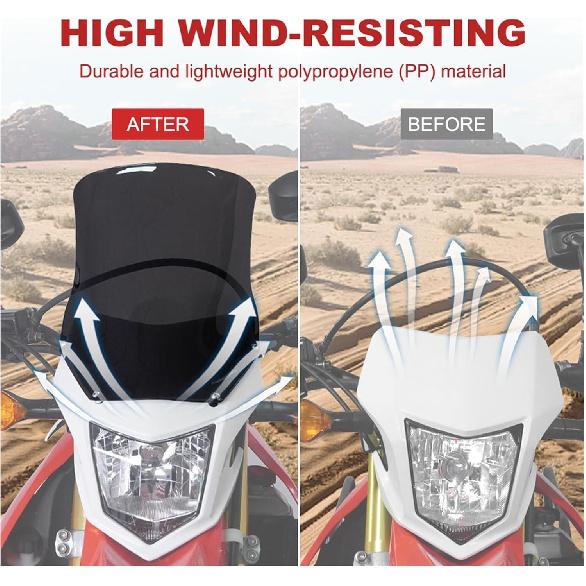 Motorbike Windscreen for Yamaha TT-R250 1999-2006 TT-R600 TW200 Wind Screen Windshield Deflector Protector Motorcycle Front Windscreen Universal