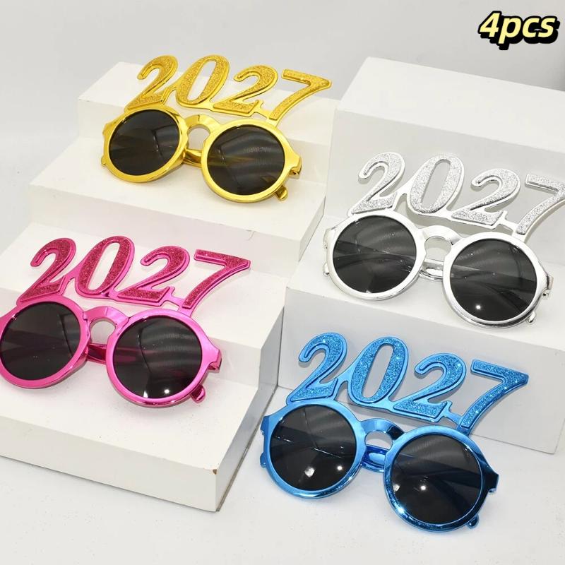 2027 Number Eyeglasses Happy New Year Glasses Diamond Glitter Sunglasses Cosplay Prop Xmas Party Decoration Funny Glasses