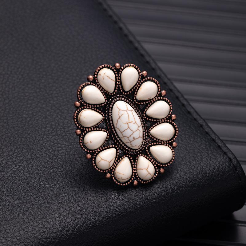 Retro Bohemian Silver Faux Turquoise Ring