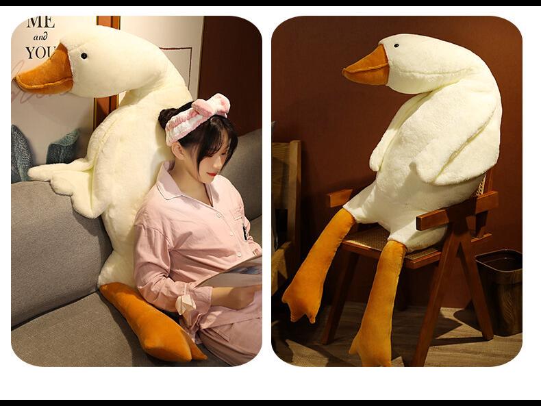 Big White Goose Plush Pillow – Cute Gift for Girls' Birthdays