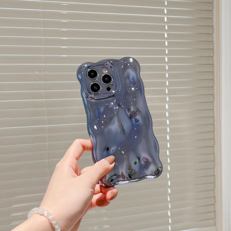 Minimalist Bubble Phone Case IPhone 15 Pro Max 14 With Electroplating Finish Shockproof Full Cover Silicone