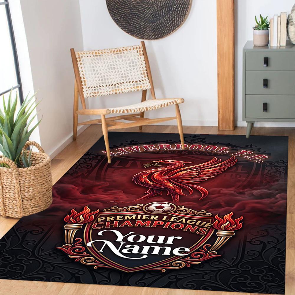 Liverpool Fc Personalized Text Area Rug Suitable For Game Room Kitchen Foyer Dormitory Antislip Rug Anime Office Decor Spiritual Gift