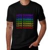 Love Yourself Rainbow Hearts Tshirt Long Lasting Casual Tshirt