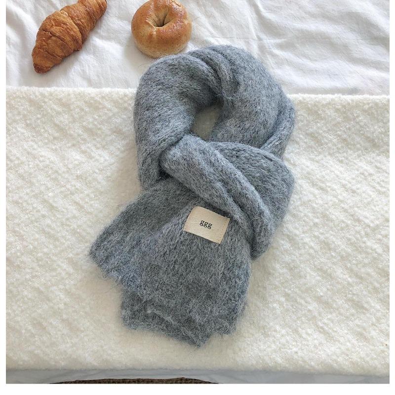 Wool Korean Style Purple Scarf for Girls in Autumn and Winter with White Wool To Keep Warm and Thickened Student Scarf
