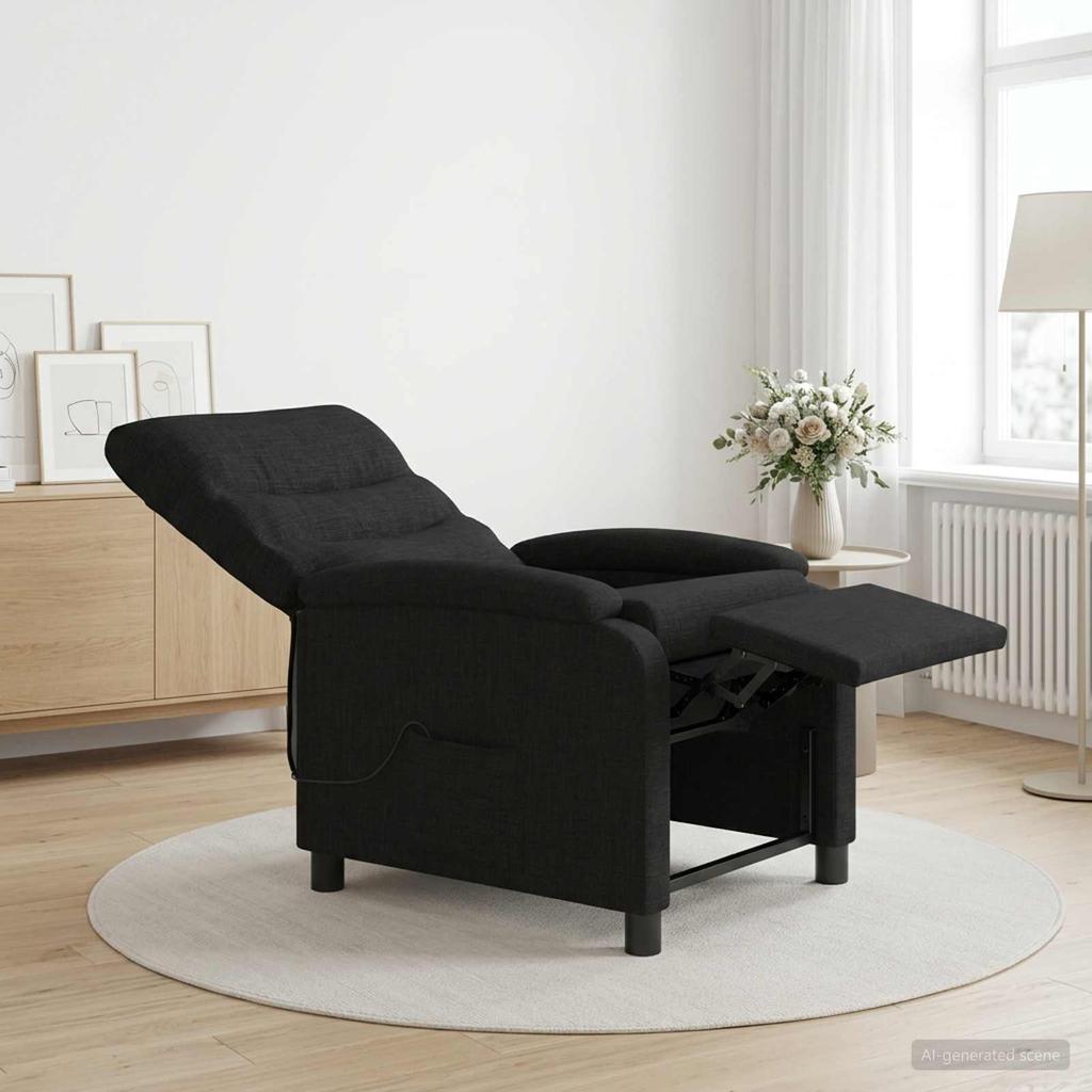 Massage Relax Chair Black Fabric
