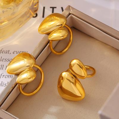 Geometric Irregular Glossy Open Ring Stainless Steel 18K Gold Plated