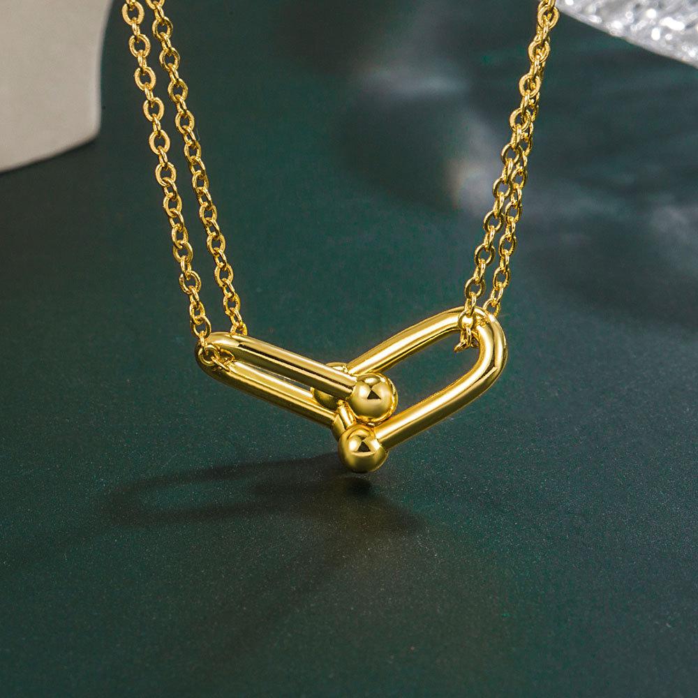 

Геометрическая Подкова Подвеска Двухслойное Ожерелье Особый Интерес Легкое Роскошное Ожерелье Темперамент Дикий Ключичная Цепочка