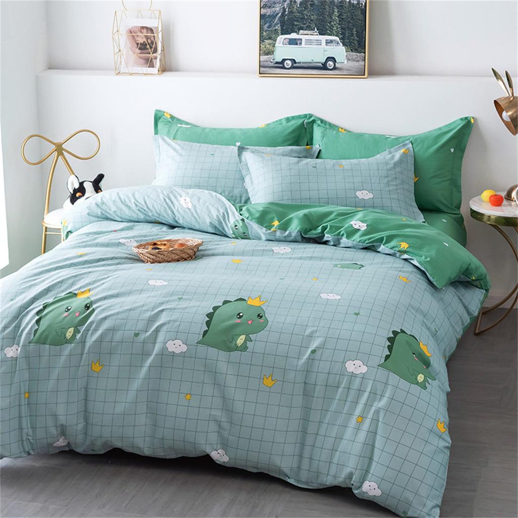 Cute Cartoon Dinosaur Single Duvet Cover Set for Kids, Bedding Set with Zipper, Microfiber Duvet Cover Set and Pillowcases 75*50
