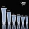 2Pcs Travel Size Empty Matte Clear Tube Cosmetic Cream Lotion Shampoo Bath Squeeze Lotion Containers Refillable Bottles