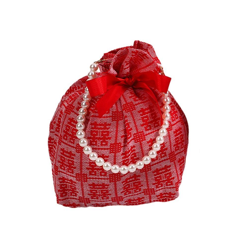 

Letter Wedding Drawstring Bag Pearl Handle Canvas Wedding Candy Bag Festival J