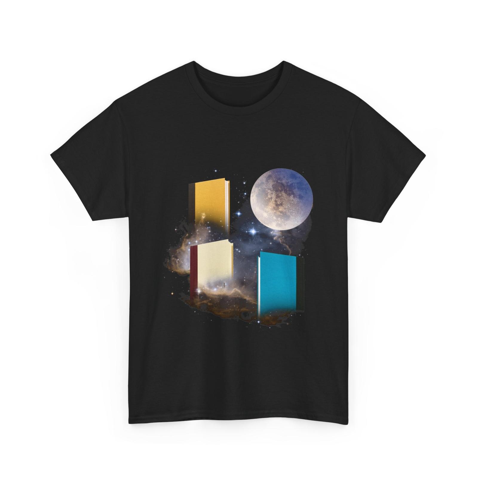 Book Reader Shirt, Three Books Moon Reading Book Lovers Bookworm Funny Shirt S