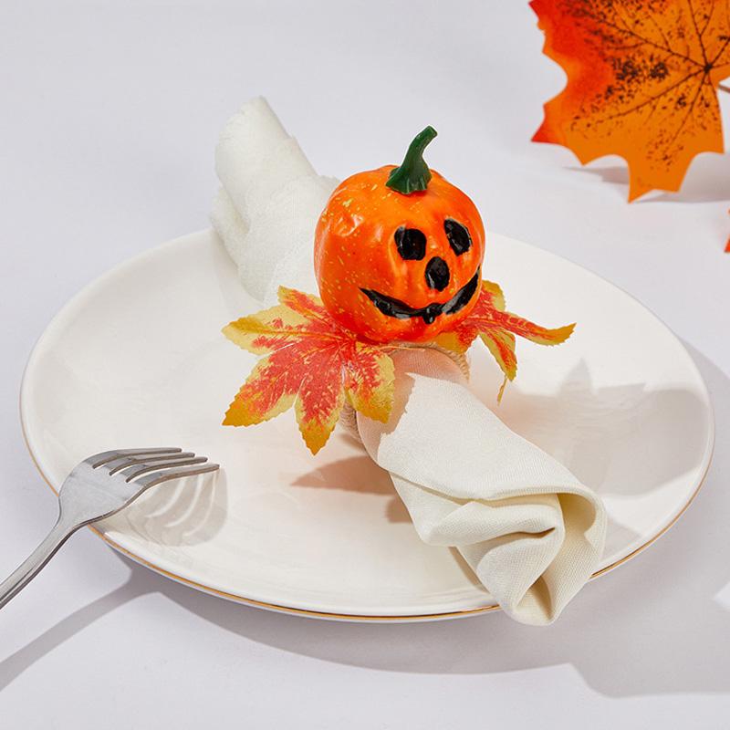 Halloween Decorative Napkin Button New Halloween Pumpkin Skull Napkin Ring Easter Pumpkin Maple Leaf Napkin Ring