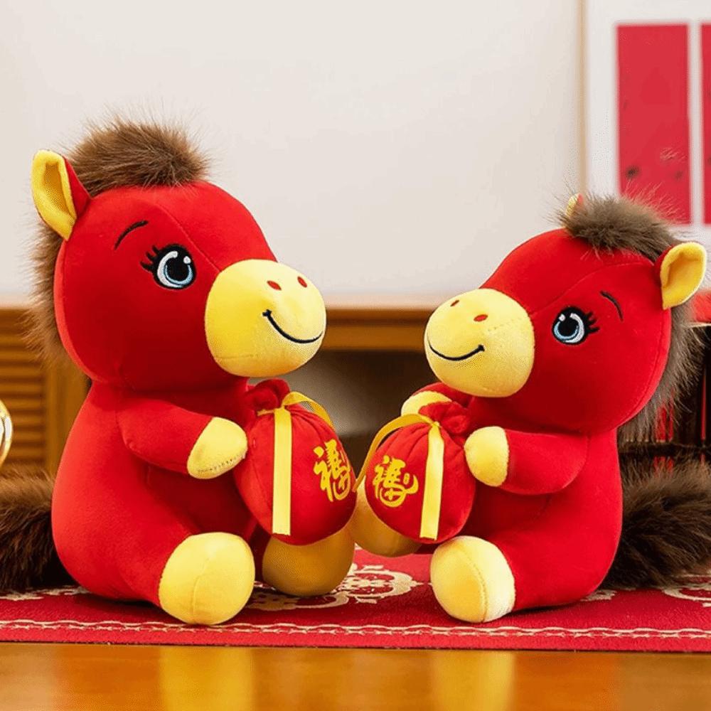 Mascot Dolls Plush Horse Doll Cute Horse Stuffed Animal 2026 Zodiac Pony Figurine  Office Decor