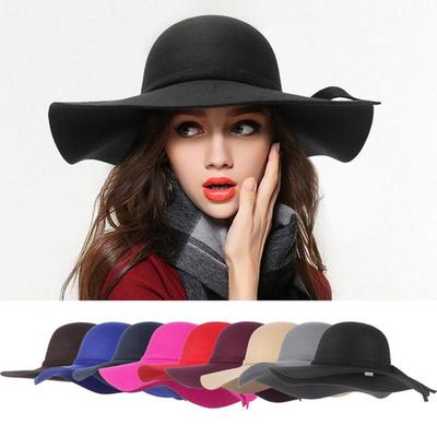 Retro British Dome Top Ruffled Wide Brim Felt Hat - Trendy Women's Autumn/Winter Parent-Child Style