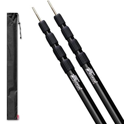 FIELDOOR Teleskop-Zeltstange aus Aluminium, Durchmesser 32 mm (Höhe 79-250cm) 4-Segment Stufenlose Verstellung 2er Set [Schwarz] inkl. Aufbewahrungstasche Schaukel