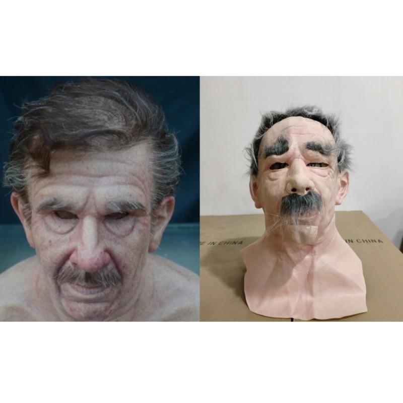 Halloween new product: Old man mask, old lady headgear costume props, latex bald head cover
