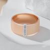 Luxury Natural Zircon 10Mm Width Rings For Women  Rose Gold  Color Mix Setting Design Daily Bride Wedding Jewelry